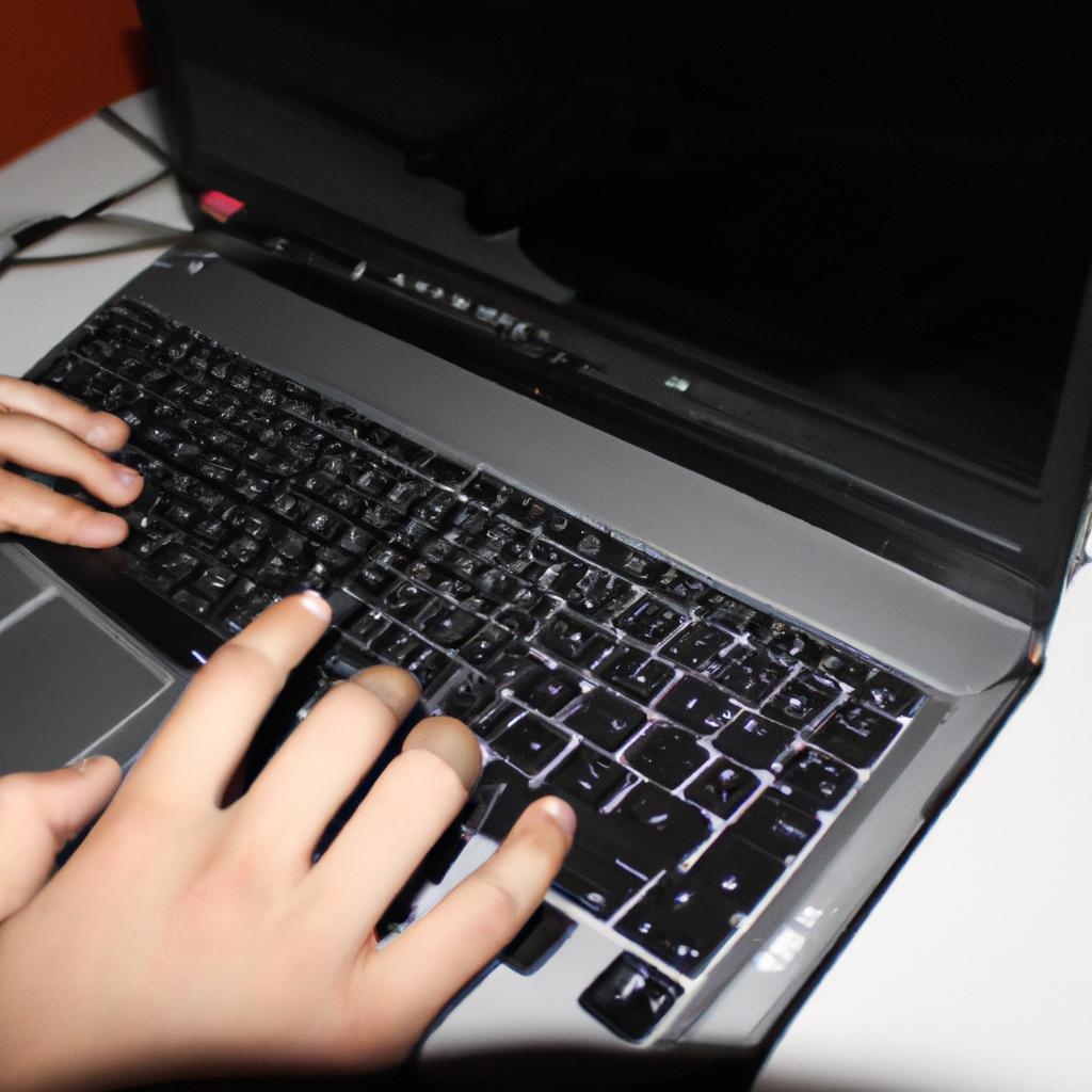 Person using a laptop computer